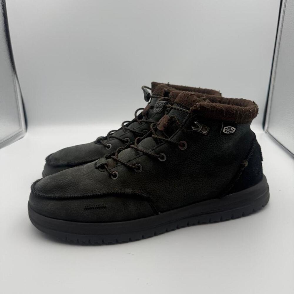 Hey Dude Bradley Boot Leather Black Mens Size 12 Chukka Moc Toe Shoes No box